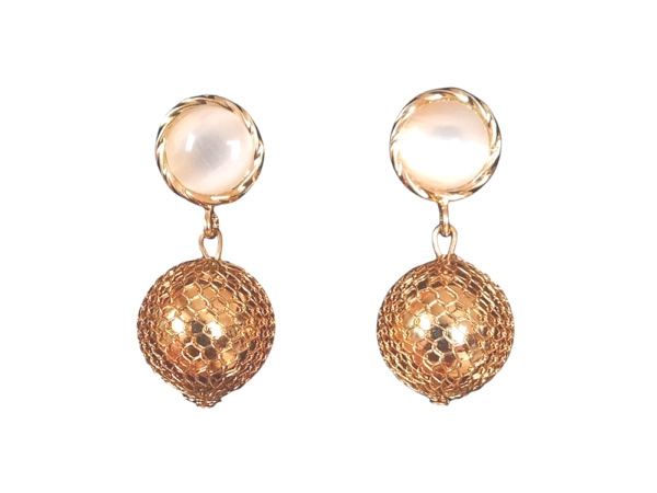 Golden Ball Resin Earrings (Round)