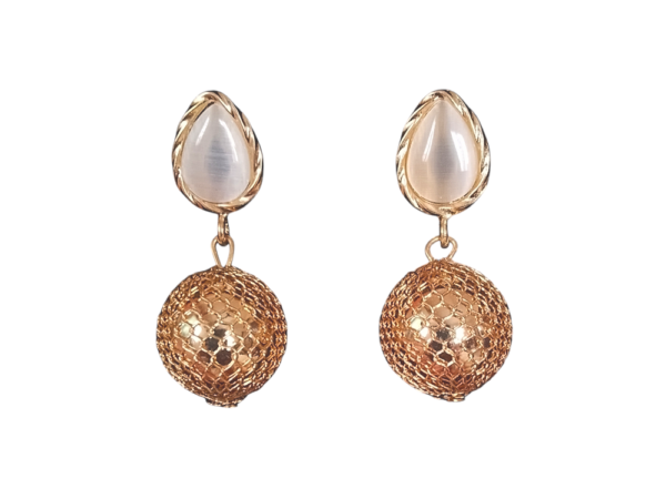 Golden Ball Resin Earrings (Drop)